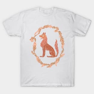 Fairy fire wolf in a floral wreath T-Shirt